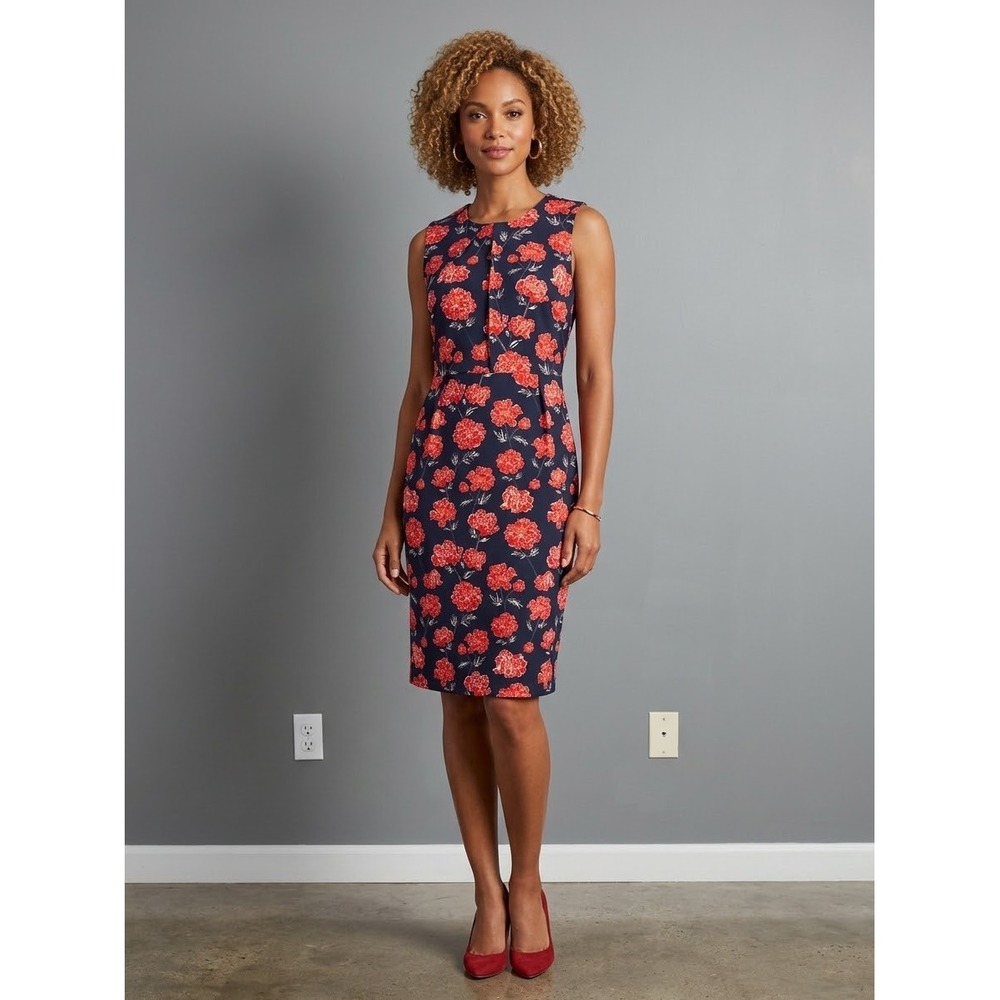 Banana Republic Sheath Dress 6 Floral Sleeveless Work Modest Classic Traditional